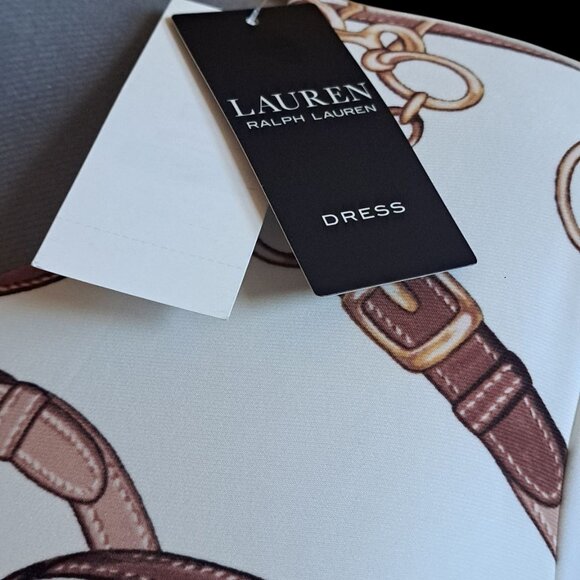 Women's Belting-Print Jersey Long-Sleeve Dress--Size 12-NWT - Picture 5 of 6